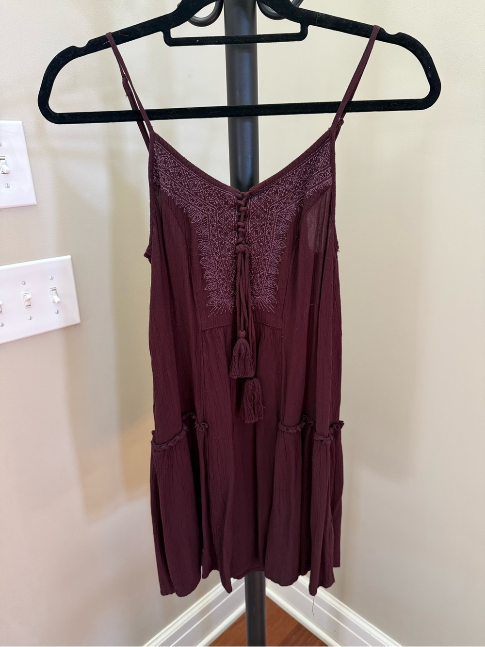 American Eagle Outfitters Burgundy Sleeveless Dress